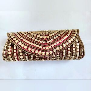 Boutique Gold And Red Evening Clutch